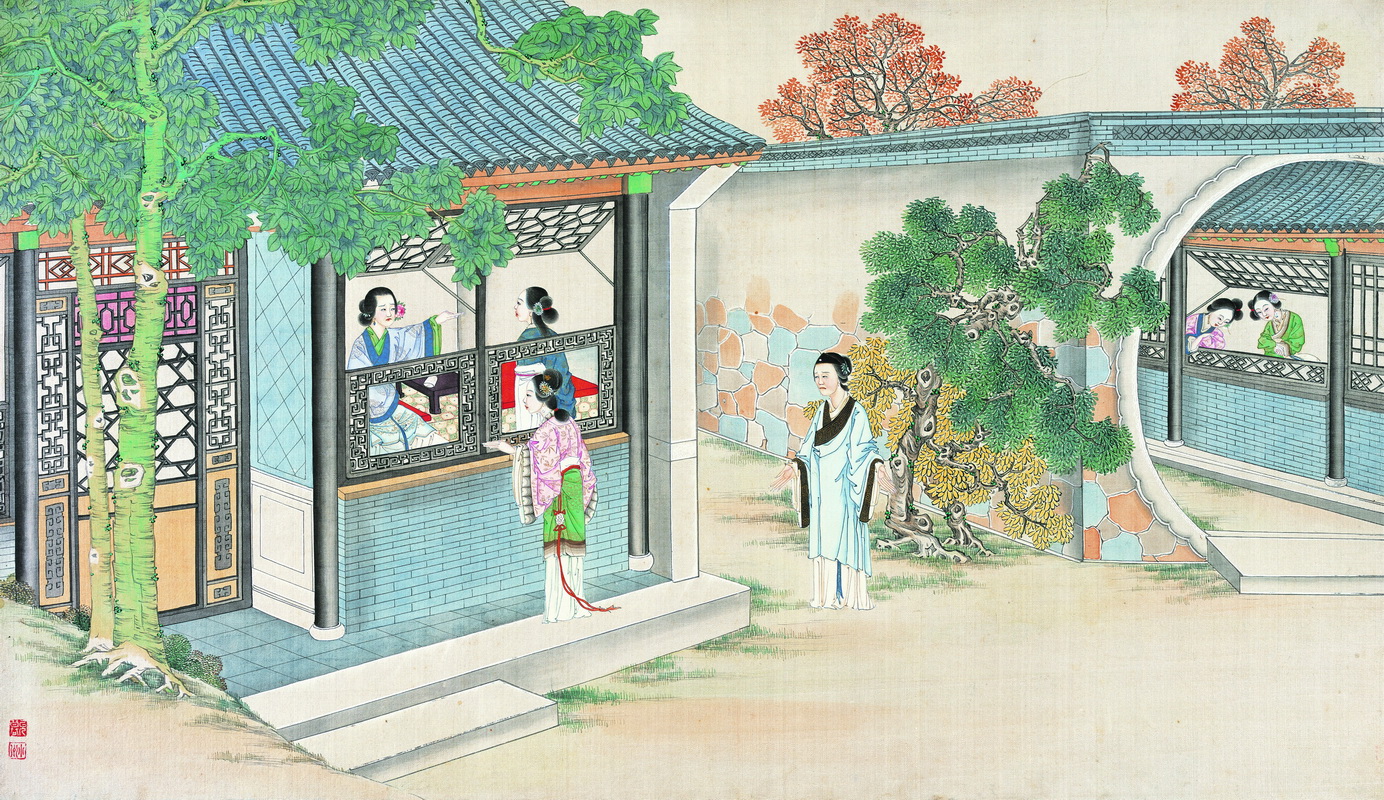 《红楼梦工笔彩绘图册-55》清代孙温高清中国画作品 清代-第1张