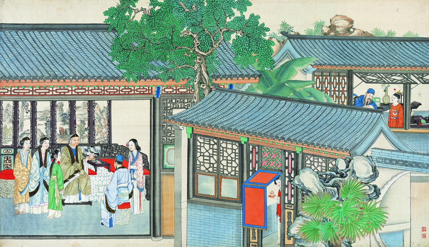 《红楼梦工笔彩绘图册-56》清代孙温高清中国画作品 清代-第1张