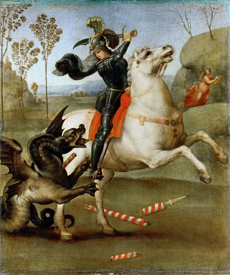 A003014《圣乔治与龙》意大利画家拉斐尔高清作品 意大利-第1张