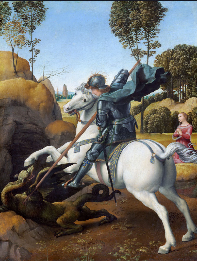 A003023《圣乔治与龙》意大利画家拉斐尔高清作品 意大利-第1张