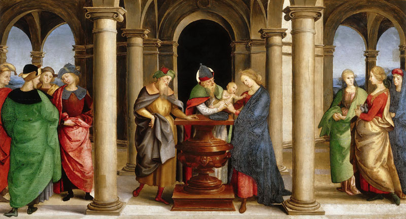 A003073《寺庙里的圣母子和民众》意大利画家拉斐尔高清作品 意大利-第1张