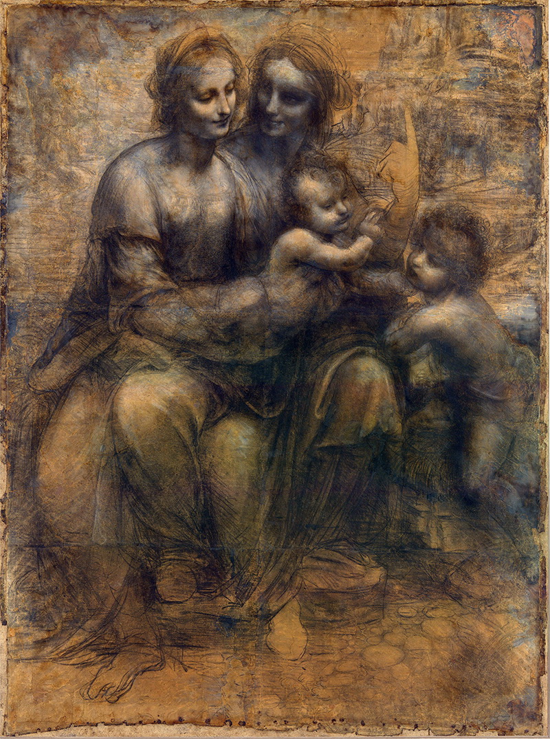 A004017《圣母子，圣安妮及小施洗者圣约翰 》意大利画家达芬奇高清作品 意大利-第1张