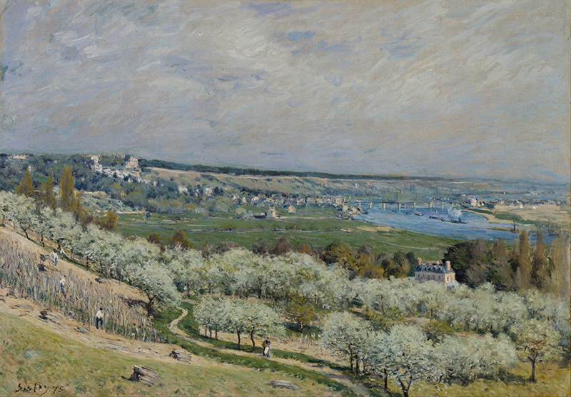 A006003《春季圣乔曼风景》法国画家阿尔弗莱德·西斯莱高清作品 油画-第1张