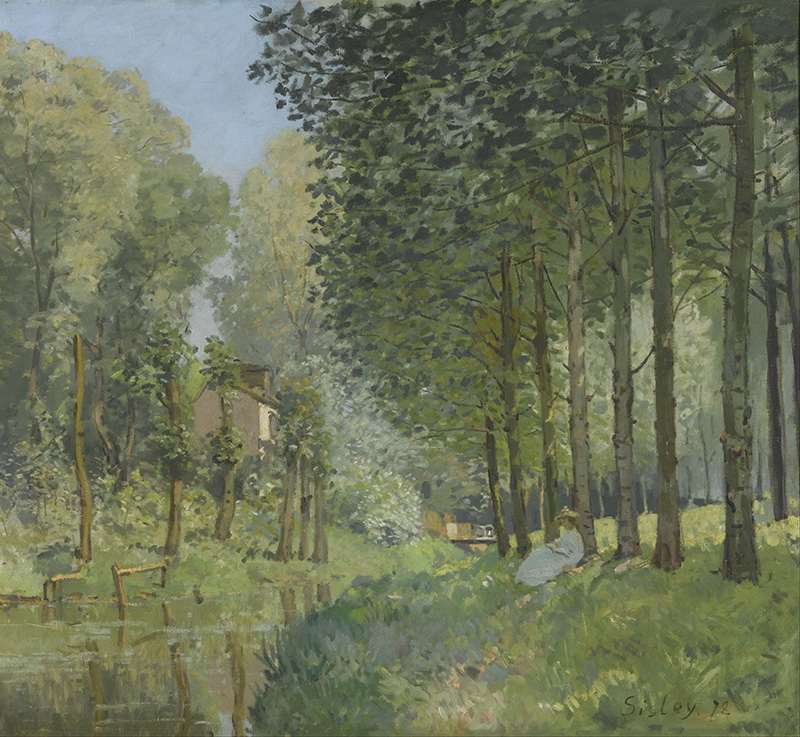 A006009《沿涧休息》法国画家阿尔弗莱德·西斯莱高清作品 油画-第1张