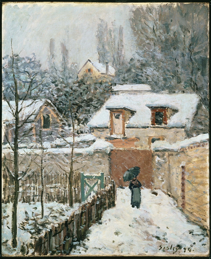 A006013《following page snow at louveciennes》法国画家阿尔弗莱德·西斯莱高清作品 油画-第1张