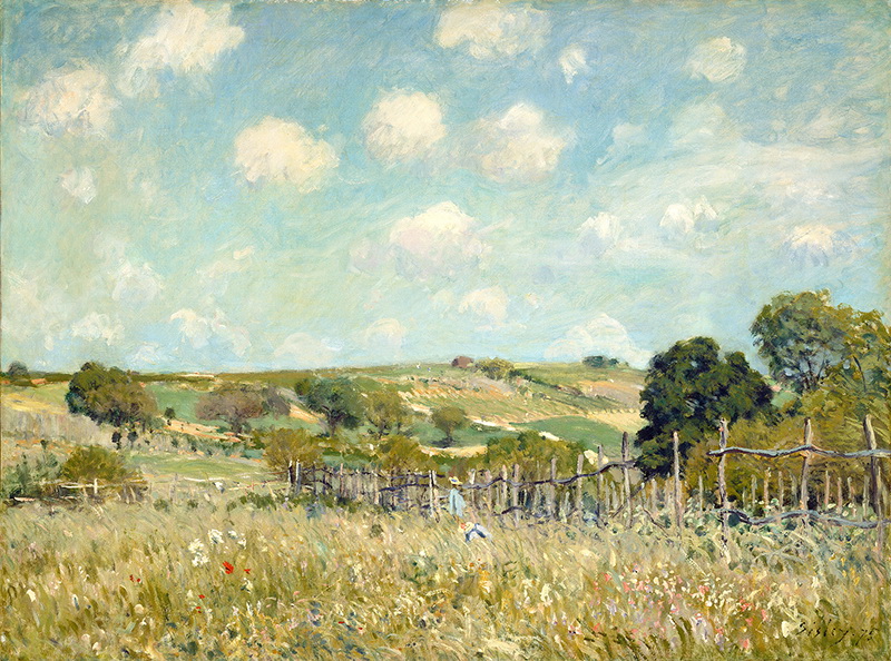 A006026《阳光下的草地》法国画家阿尔弗莱德·西斯莱高清作品 油画-第1张