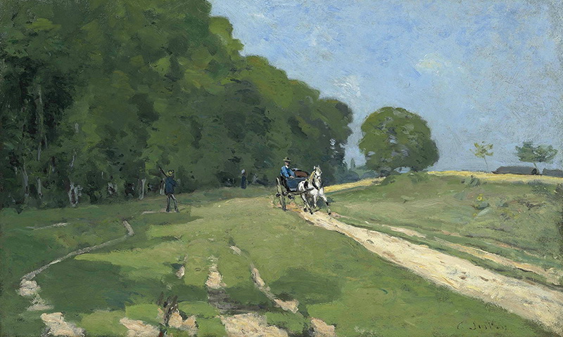 A006027《奔跑的马车》法国画家阿尔弗莱德·西斯莱高清作品 油画-第1张