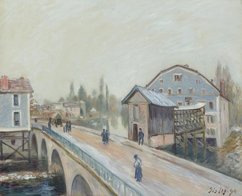 A006030《莫雷特桥》法国画家阿尔弗莱德·西斯莱高清作品 油画-第1张