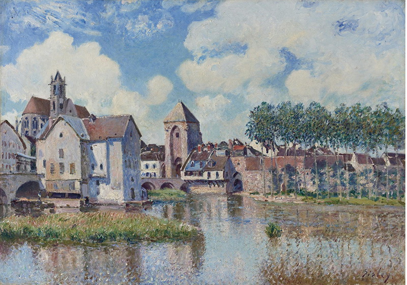 A006034《莫雷特埃切河畔》法国画家阿尔弗莱德·西斯莱高清作品 油画-第1张