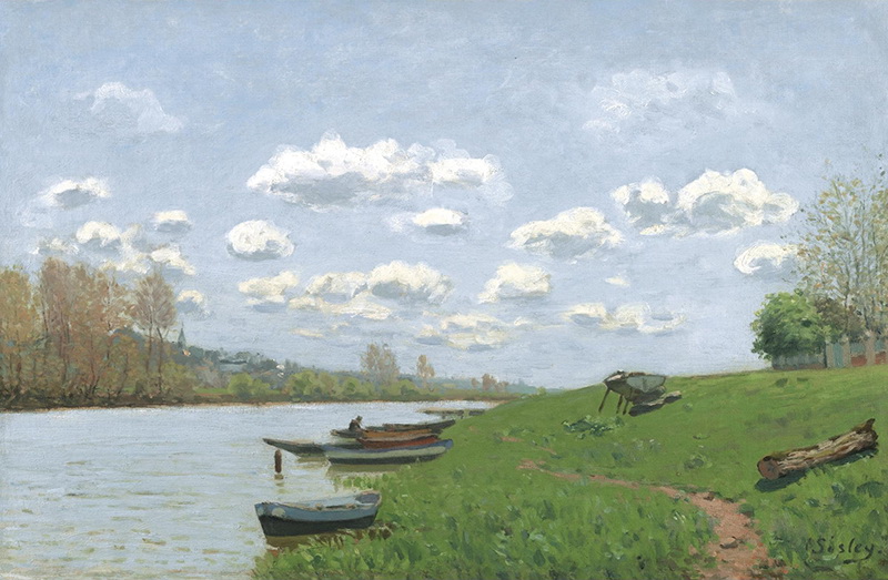 A006038《阿根泰伊的塞纳河》法国画家阿尔弗莱德·西斯莱高清作品 油画-第1张