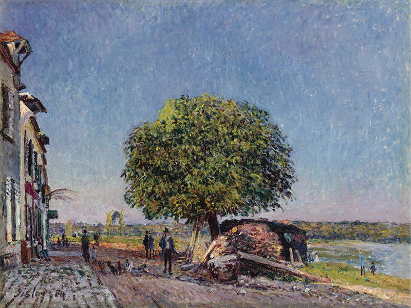 A006039《圣曼斯的栗树》法国画家阿尔弗莱德·西斯莱高清作品 油画-第1张