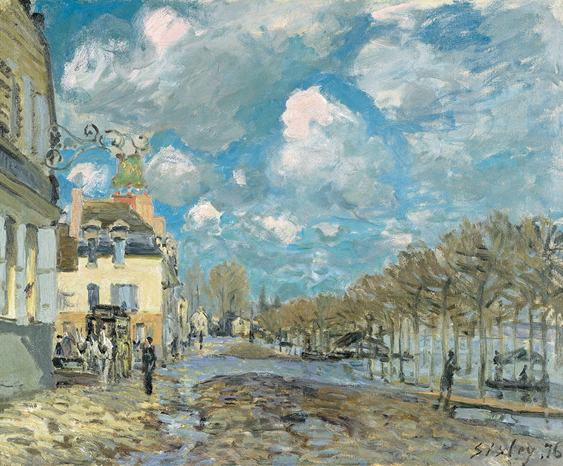 A006048《港口的洪水》法国画家阿尔弗莱德·西斯莱高清作品 油画-第1张