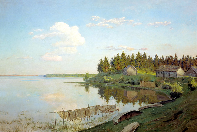 A007007《在湖边(特维尔地区)》俄罗斯画家伊萨克·列维坦高清作品 俄罗斯-第1张