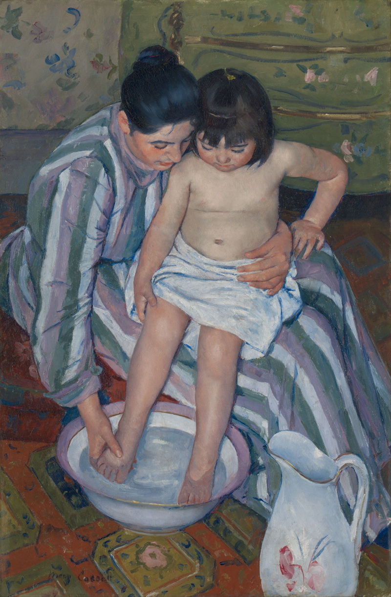 A008012《洗澡》美国画家玛丽·卡萨特高清作品 油画-第1张