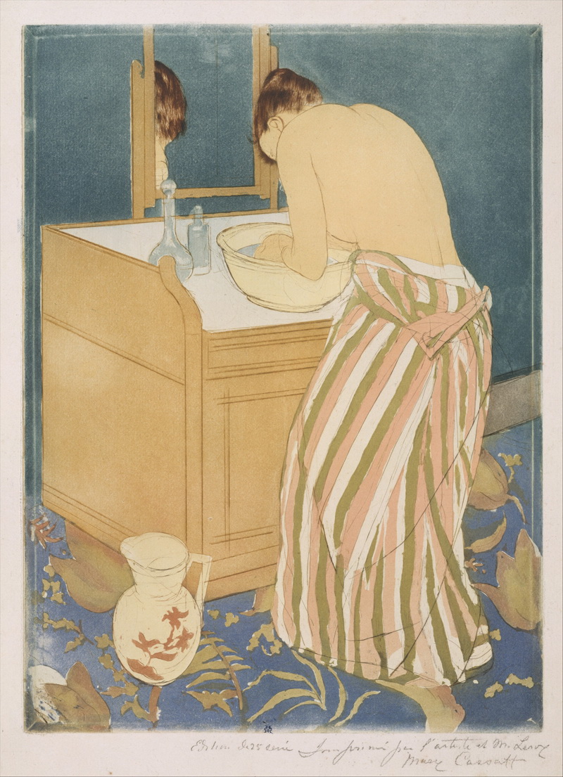 A008037《洗澡的女人》美国画家玛丽·卡萨特高清作品 油画-第1张