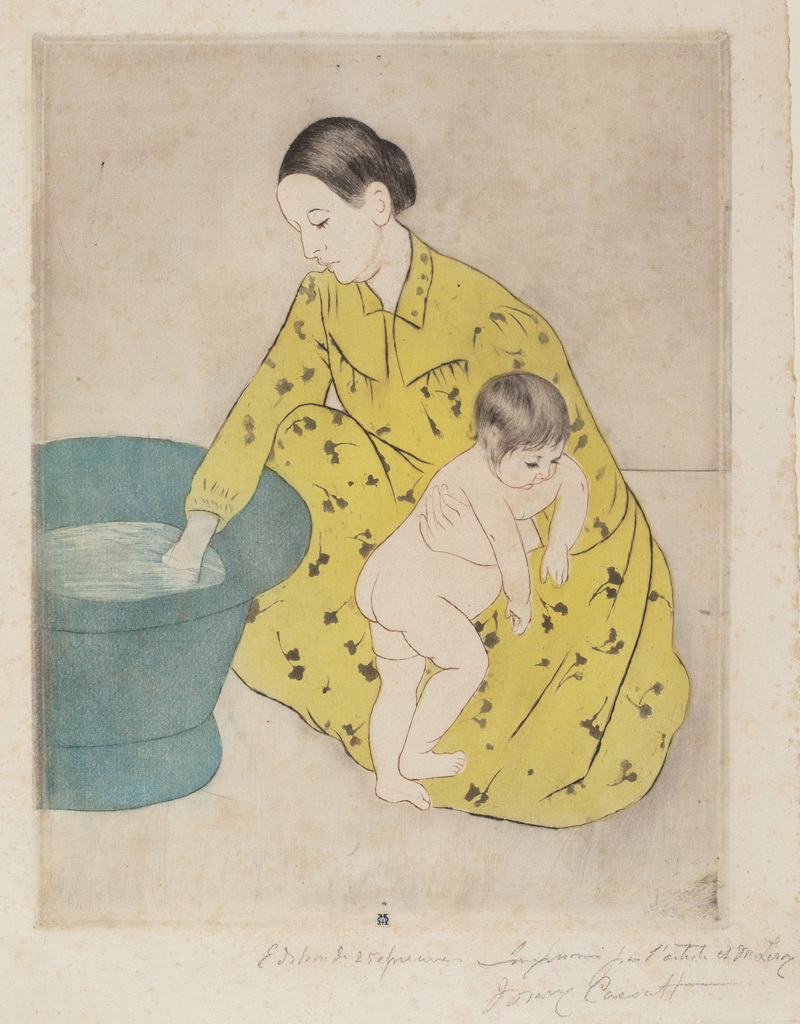 A008053《The  Child Bath》美国画家玛丽·卡萨特高清作品 油画-第1张