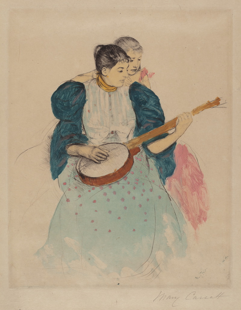 A008054《The Banjo Lesson》美国画家玛丽·卡萨特高清作品 油画-第1张