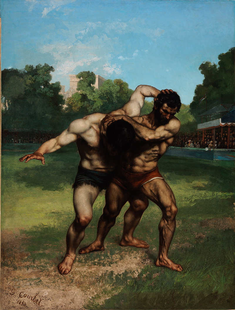 A009003《the wrestlers》法国画家古斯塔夫·库尔贝高清作品 油画-第1张