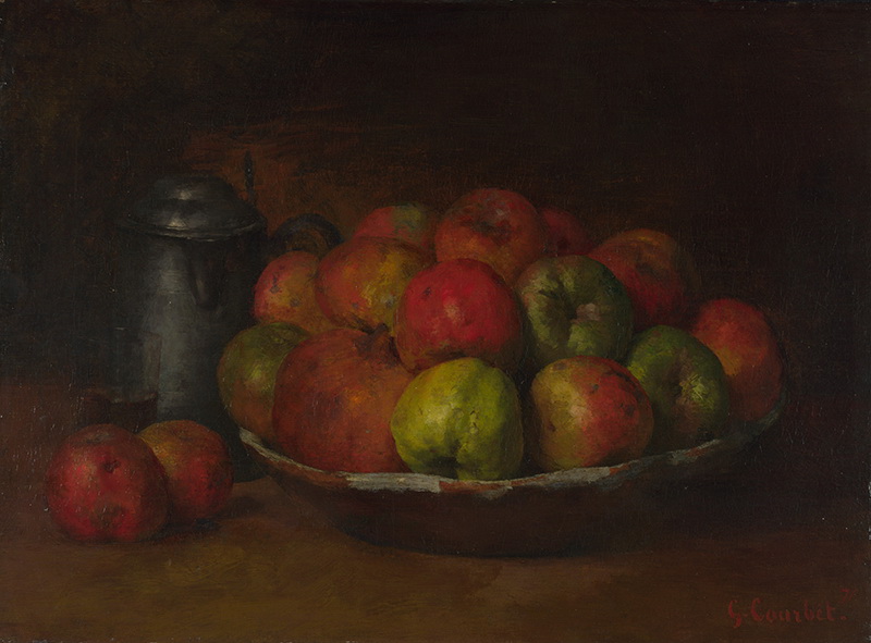 A009004《苹果和石榴》法国画家古斯塔夫·库尔贝高清作品 油画-第1张