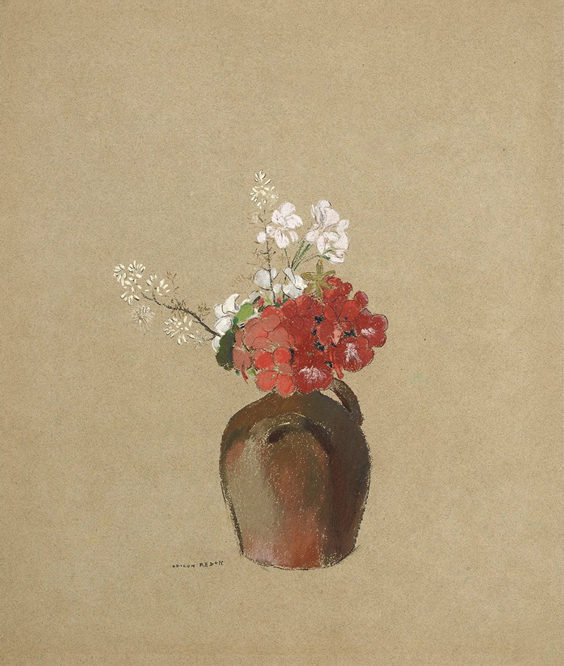 A012019《花盆里的花》法国画家奥蒂诺·雷东高清作品 油画-第1张