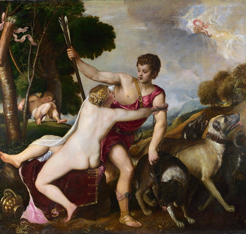 A013011《维纳斯与阿多尼斯》意大利画家提香·韦切利奥高清作品 意大利-第1张