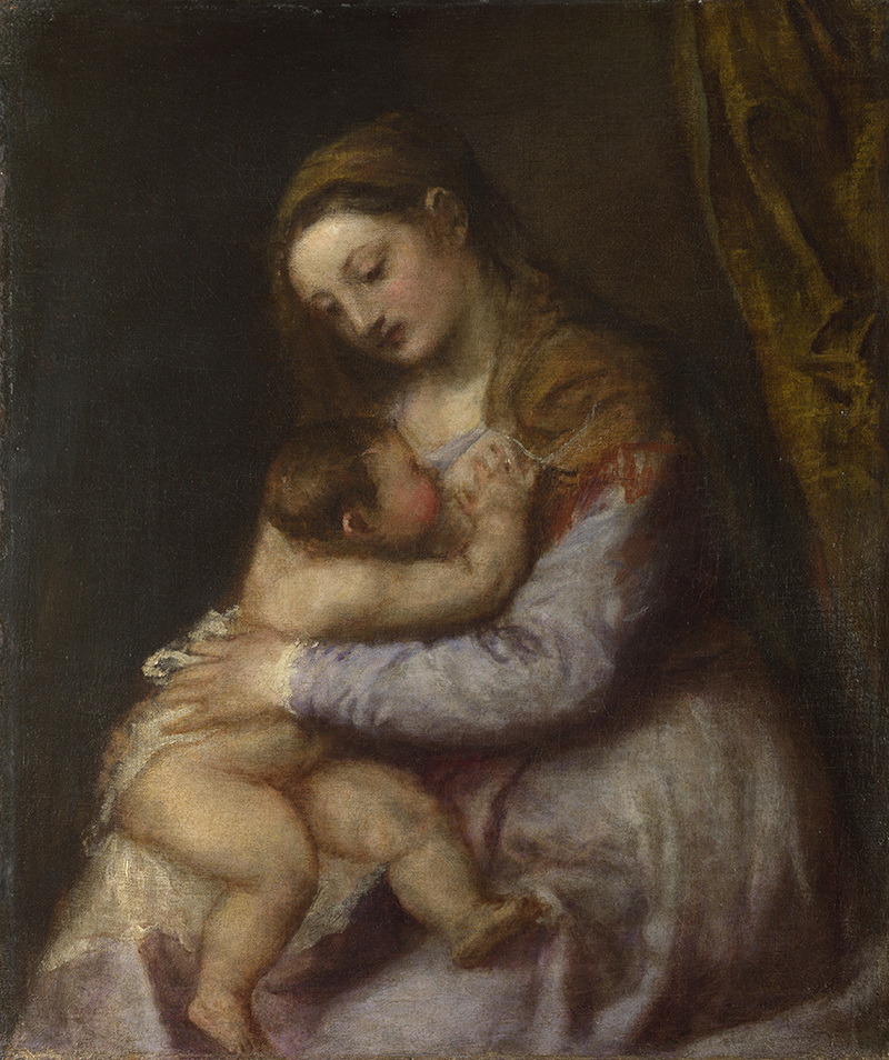 A013015《圣母哺育幼年基督》意大利画家提香·韦切利奥高清作品 意大利-第1张