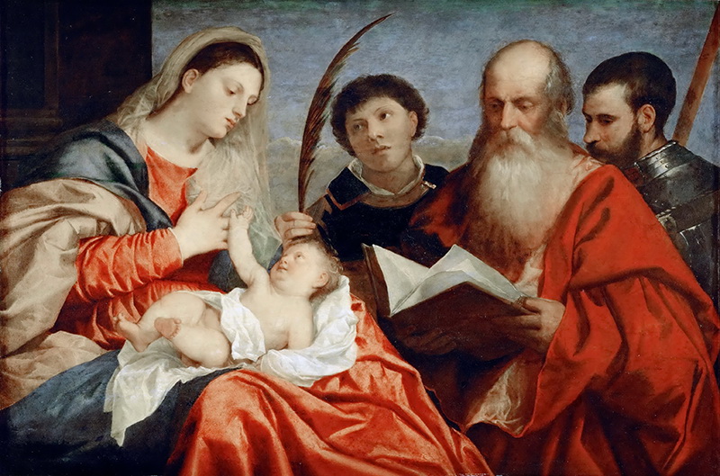 A013035《圣玛利亚与婴儿耶稣》意大利画家提香·韦切利奥高清作品 意大利-第1张