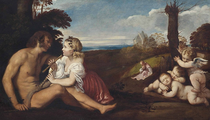 A013054《三个时代的人》意大利画家提香·韦切利奥高清作品 意大利-第1张
