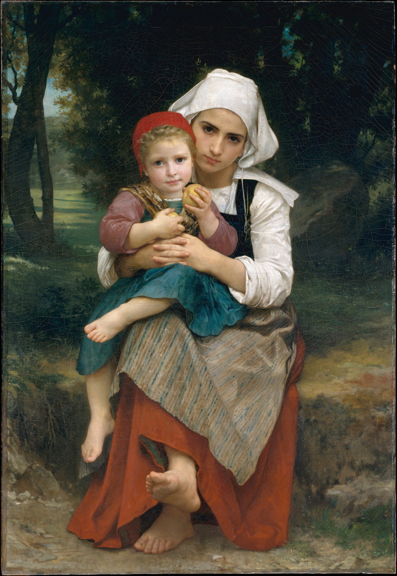 A014010《布列塔尼的一对姐弟》法国画家威廉·布格罗高清作品 油画-第1张