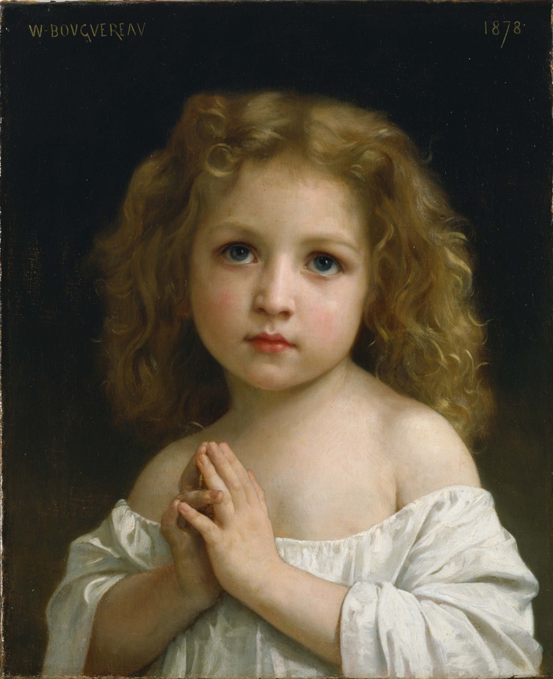 A014014《祈祷》法国画家威廉·布格罗高清作品 油画-第1张