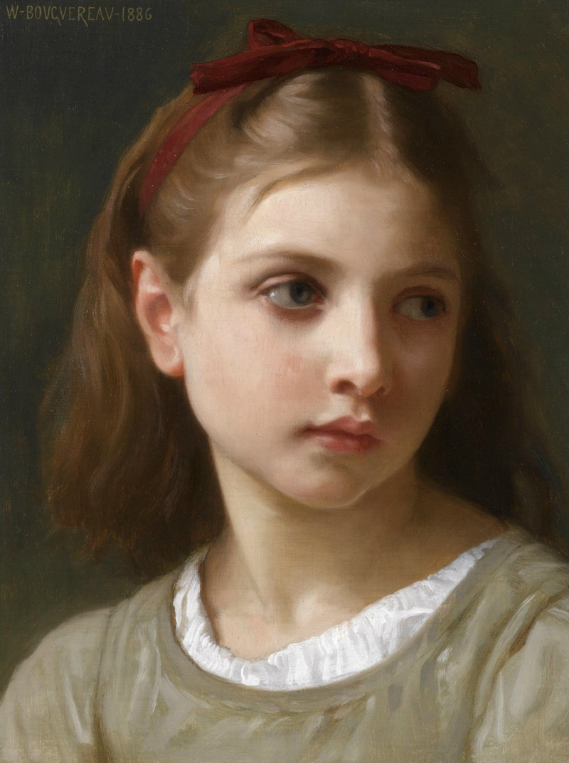 A014025《一个小女孩》法国画家威廉·布格罗高清作品 油画-第1张