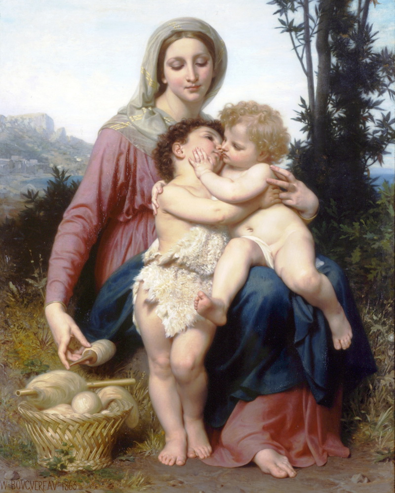 A014041《圣徒家庭》法国画家威廉·布格罗高清作品 油画-第1张