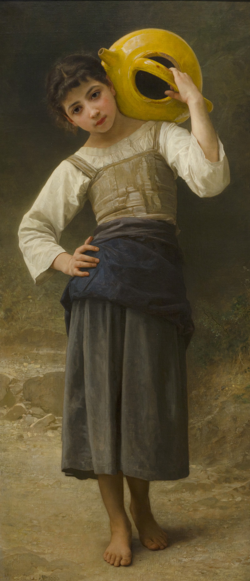 A014047《去喷泉路上的年轻女孩》法国画家威廉·布格罗高清作品 油画-第1张