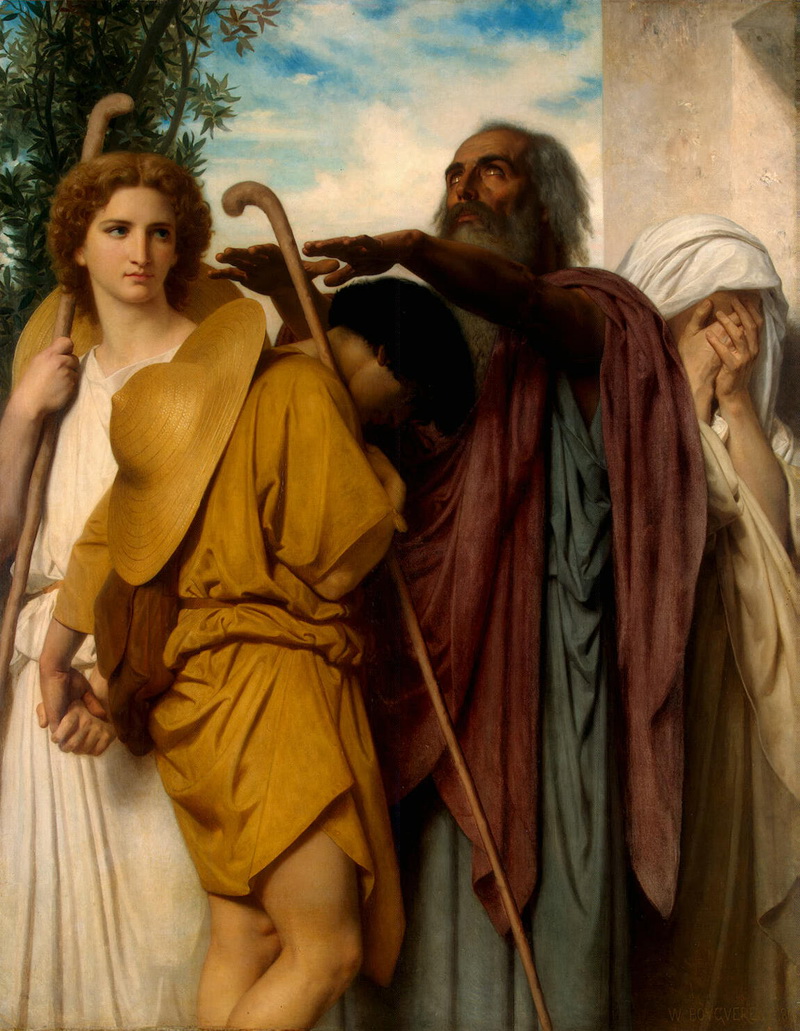 A014061《托拜厄斯向他父亲道别》法国画家威廉·布格罗高清作品 油画-第1张