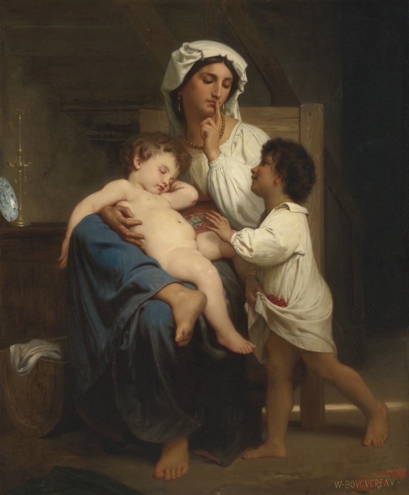 A014082《睡觉》法国画家威廉·布格罗高清作品 油画-第1张