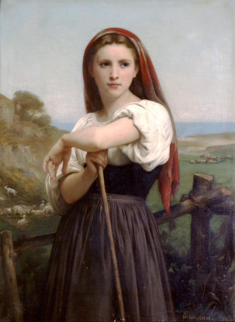 A014093《年轻的牧羊女》法国画家威廉·布格罗高清作品 油画-第1张