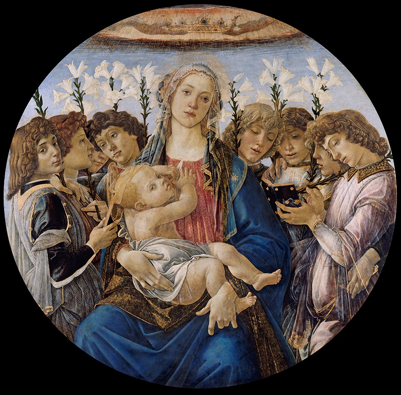 A016018《圣母子与吟唱天使》意大利画家桑德罗·波提切利高清作品 意大利-第1张