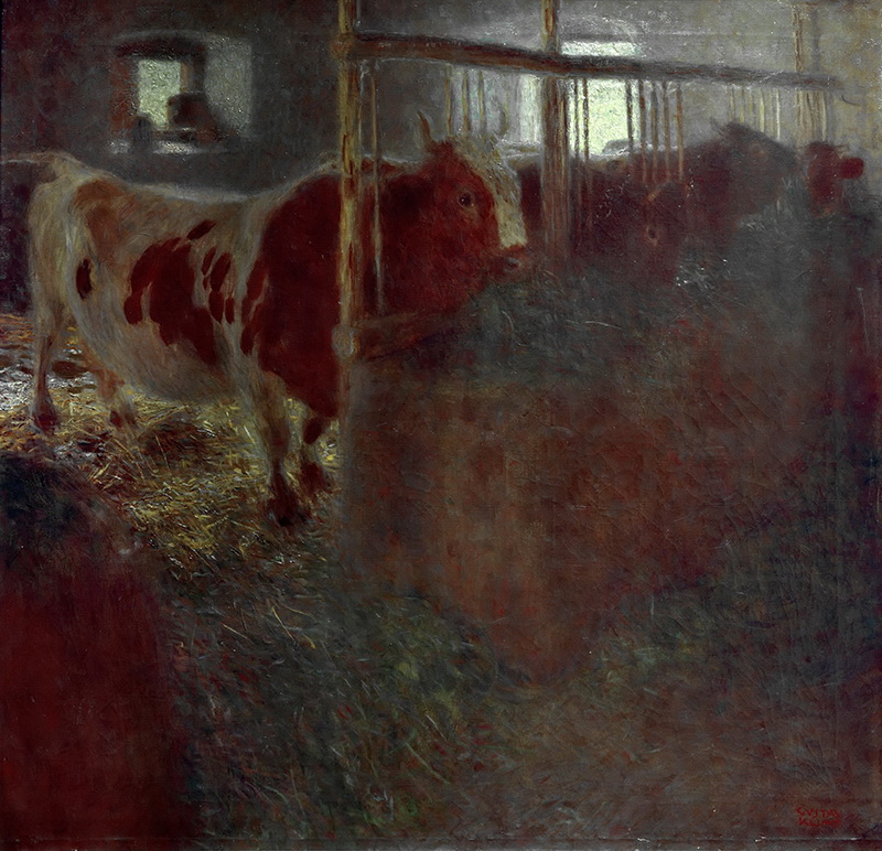 A017066《牲口棚里的牛》奥地利画家古斯塔夫·克里姆特高清作品 奥地利-第1张