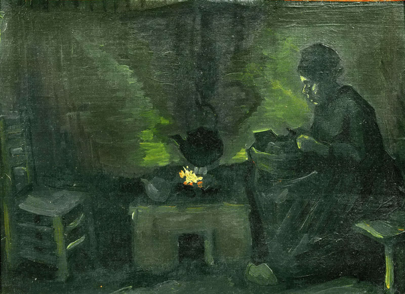 A001059《壁炉边的农妇》荷兰画家文森特·梵高高清作品 油画-第1张