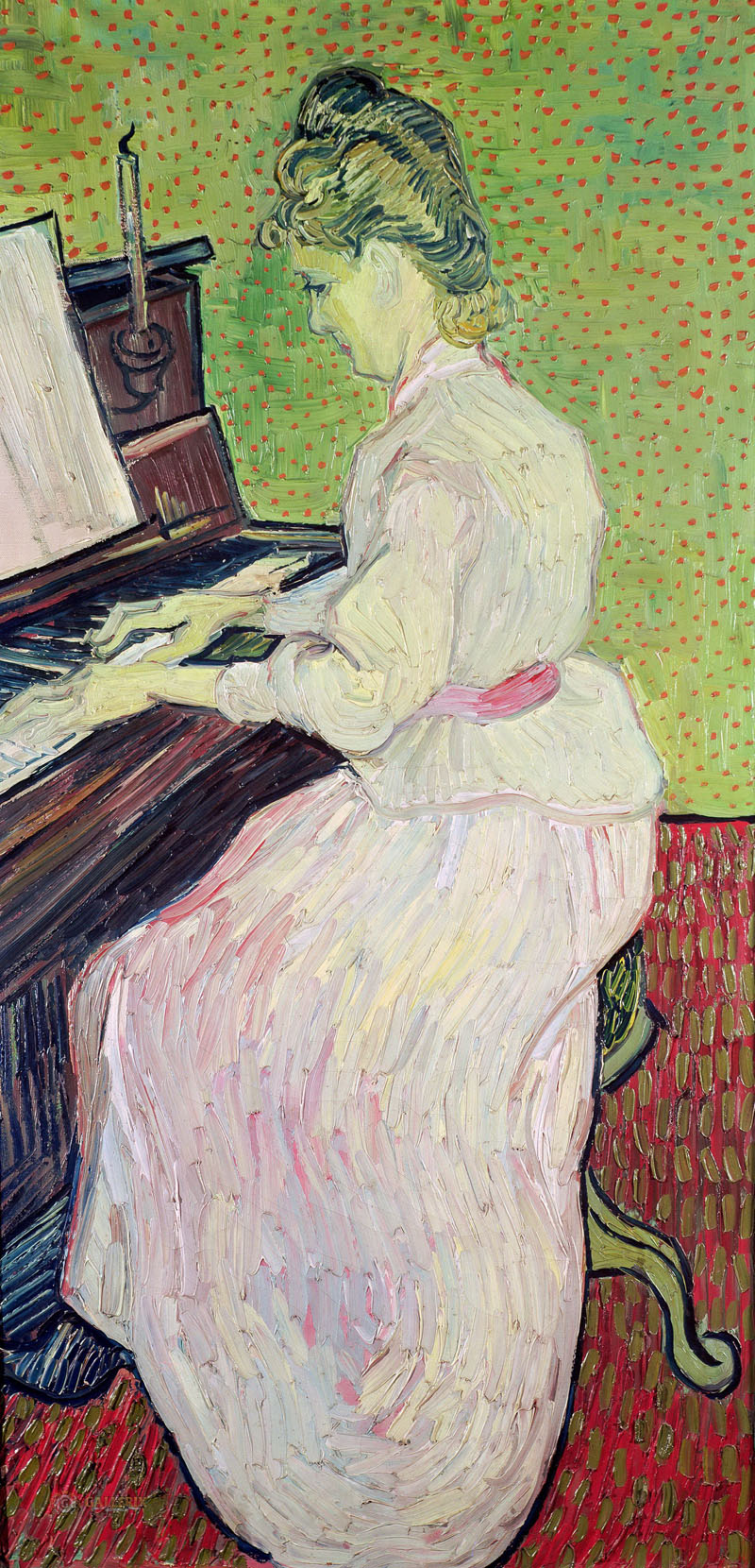 A001066《弹钢琴的玛格丽特·加歇》荷兰画家文森特·梵高高清作品 油画-第1张