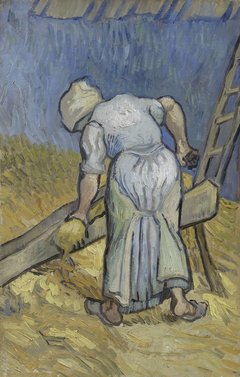 A001072《割草的农妇》荷兰画家文森特·梵高高清作品 油画-第1张