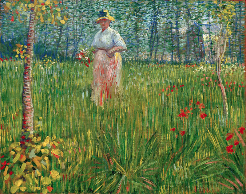 A001074《花园里的女人》荷兰画家文森特·梵高高清作品 油画-第1张