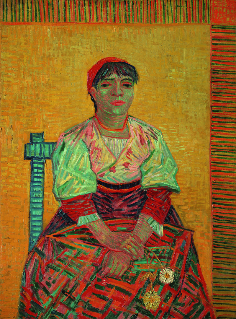 A001102《拿着康乃馨的女人》荷兰画家文森特·梵高高清作品 油画-第1张