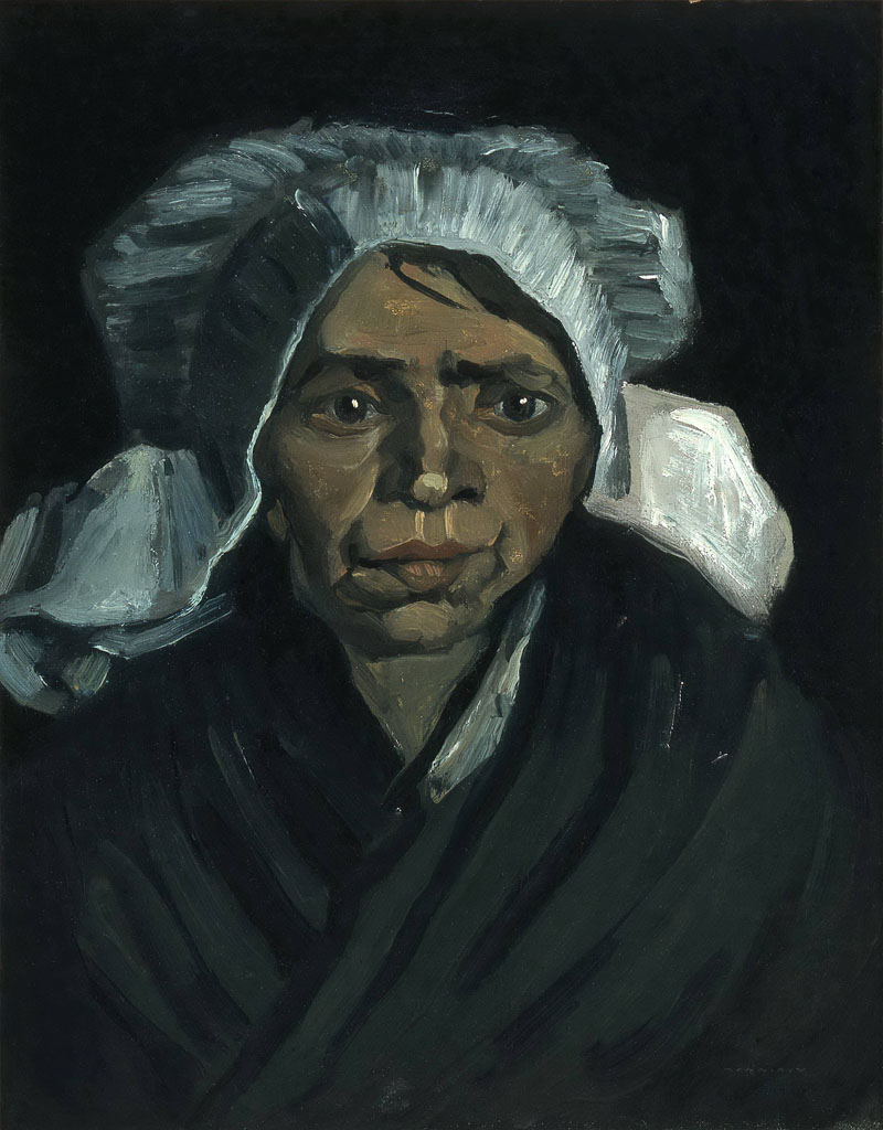 A001137《头戴白色兜帽的农妇》荷兰画家文森特·梵高高清作品 油画-第1张
