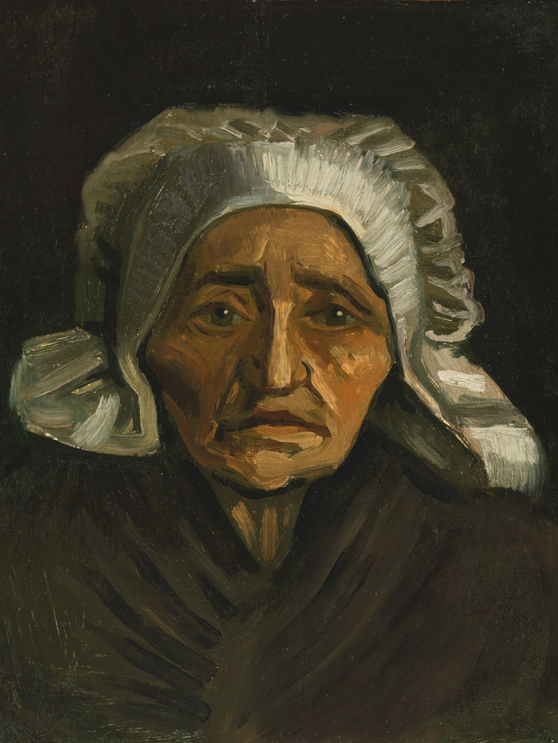 A001138《头戴白色帽子的农妇》荷兰画家文森特·梵高高清作品 油画-第1张