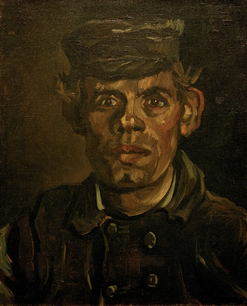 A001139《头戴尖顶帽子的年轻农民》荷兰画家文森特·梵高高清作品 油画-第1张