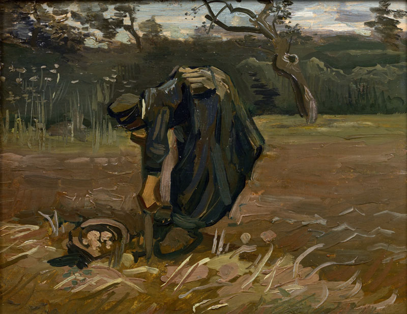 A001140《挖土豆的农妇》荷兰画家文森特·梵高高清作品 油画-第1张