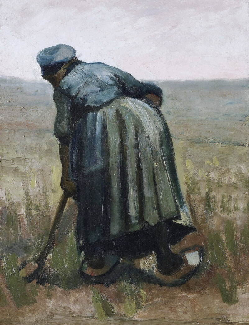 A001169《正在挖地的农妇》荷兰画家文森特·梵高高清作品 油画-第1张