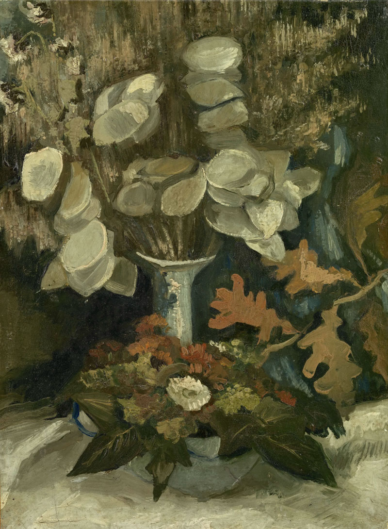 A001201《花瓶中的缎花》荷兰画家文森特·梵高高清作品 油画-第1张