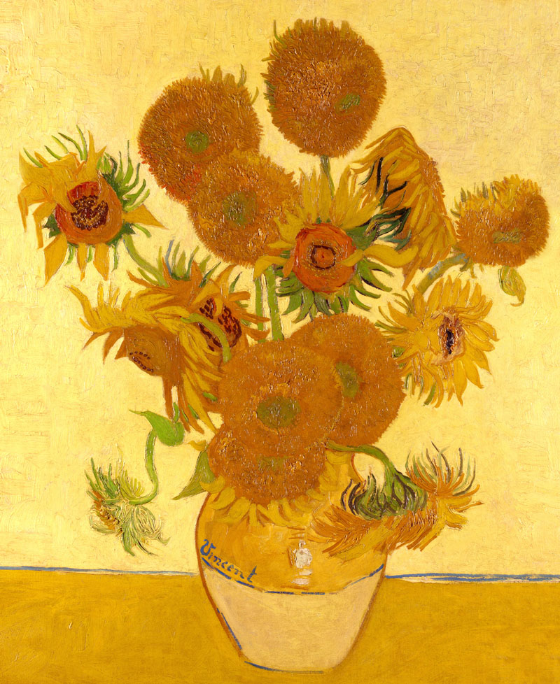 A001282《花瓶里的十五朵向日葵》荷兰画家文森特·梵高高清作品 油画-第1张